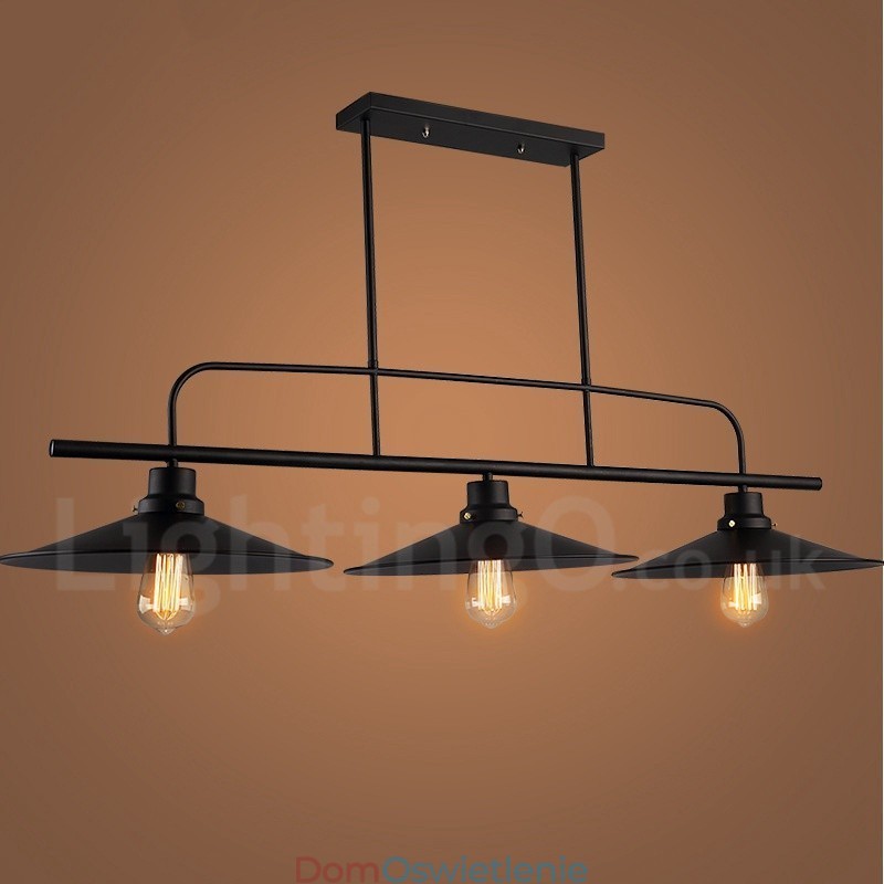 3-punktowa lampa wisząca w stylu retro rustykalnym ze stali z kloszem ze stali