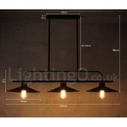 3-punktowa lampa wisząca w stylu retro rustykalnym ze stali z kloszem ze stali