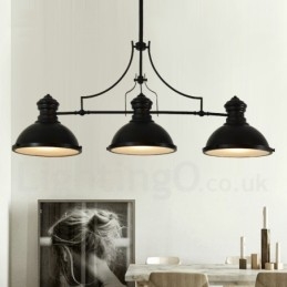 3-punktowa lampa wisząca w stylu retro rustykalnym ze stali z kloszem ze stali