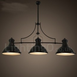 3-punktowa lampa wisząca w stylu retro rustykalnym ze stali z kloszem ze stali