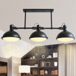 3-punktowa lampa wisząca ze stali w stylu retro rustykalnym z kloszem szklanym
