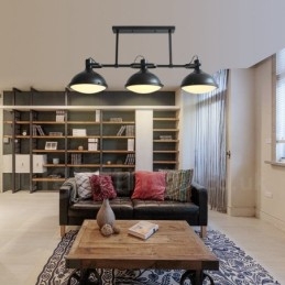 3-punktowa lampa wisząca ze stali w stylu retro rustykalnym z kloszem szklanym