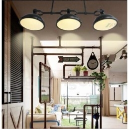 3-punktowa lampa wisząca ze stali w stylu retro rustykalnym z kloszem szklanym