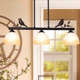 3-punktowa lampa wisząca ze stali w stylu retro rustykalnym z kloszem szklanym