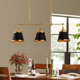 3-punktowa lampa wisząca w stylu retro rustykalnym z luksusowym mosiądzem i kloszem mosiężnym