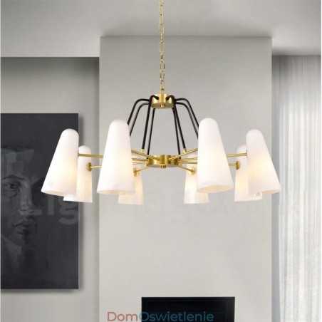8-punktowa lampa wisząca retro rustykalna luksusowa mosiężna z kloszem szklanym 8-punktowa lampa wisząca retro rustykalna luksusowa mosiężna z kloszem szklanym