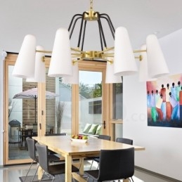 8-punktowa lampa wisząca retro rustykalna luksusowa mosiężna z kloszem szklanym