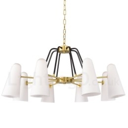 8-punktowa lampa wisząca retro rustykalna luksusowa mosiężna z kloszem szklanym