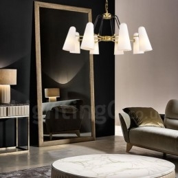 8-punktowa lampa wisząca retro rustykalna luksusowa mosiężna z kloszem szklanym