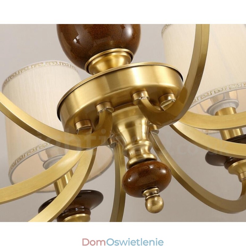 8-punktowa lampa wisząca retro rustykalna luksusowa mosiężna z kloszem szklanym
