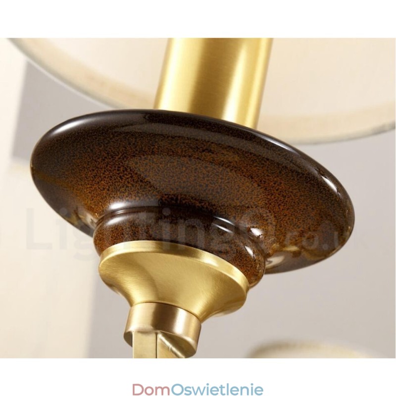 8-punktowa lampa wisząca retro rustykalna luksusowa mosiężna z kloszem szklanym
