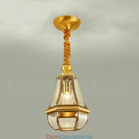 1-punktowa lampa wisząca retro rustykalna luksusowa mosiężna z kloszem szklanym 1-punktowa lampa wisząca retro rustykalna luksusowa mosiężna z kloszem szklanym