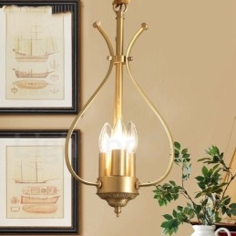 4-punktowa lampa wisząca retro rustykalna luksusowa mosiężna