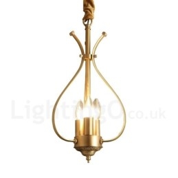 4-punktowa lampa wisząca retro rustykalna luksusowa mosiężna