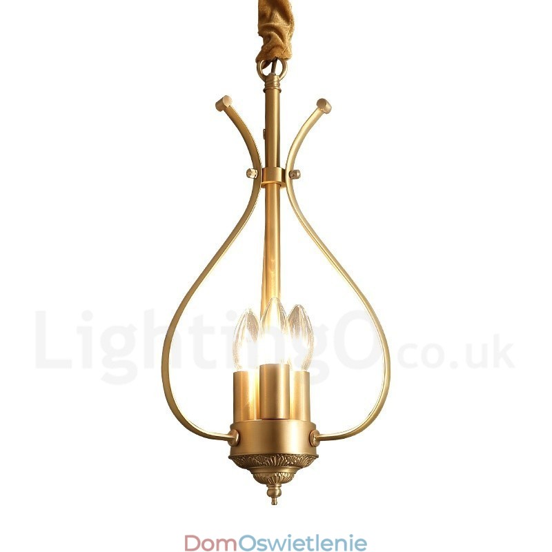 4-punktowa lampa wisząca retro rustykalna luksusowa mosiężna