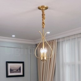 4-punktowa lampa wisząca retro rustykalna luksusowa mosiężna