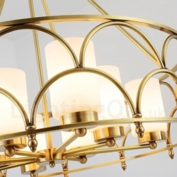 8-punktowa lampa wisząca retro rustykalna luksusowa mosiężna z kloszem szklanym