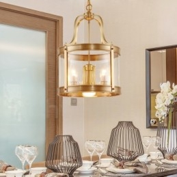 5-punktowa lampa wisząca retro rustykalna luksusowa mosiężna z kloszem szklanym