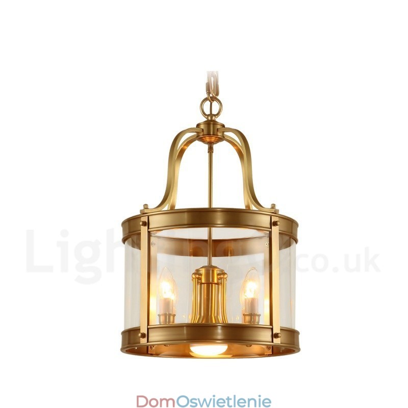 5-punktowa lampa wisząca retro rustykalna luksusowa mosiężna z kloszem szklanym