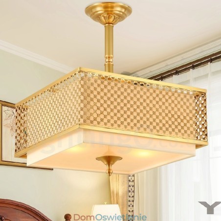 4-punktowa lampa wisząca retro rustykalna luksusowa mosiężna z abażurem z tkaniny 4-punktowa lampa wisząca retro rustykalna luksusowa mosiężna z abażurem z tkaniny