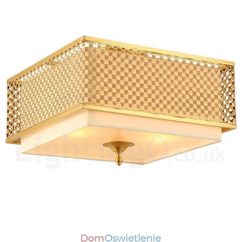 4-punktowa lampa wisząca retro rustykalna luksusowa mosiężna z abażurem z tkaniny