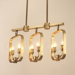 6-punktowa lampa wisząca retro rustykalna luksusowa mosiężna