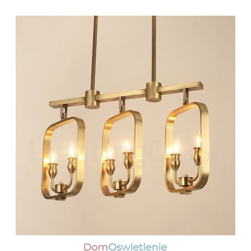 6-punktowa lampa wisząca retro rustykalna luksusowa mosiężna