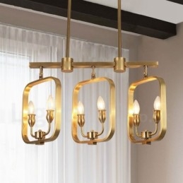 6-punktowa lampa wisząca retro rustykalna luksusowa mosiężna