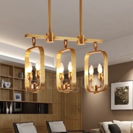 6-punktowa lampa wisząca retro rustykalna luksusowa mosiężna