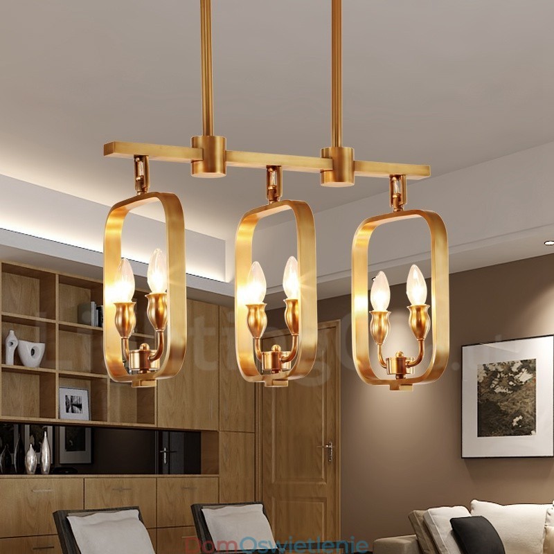6-punktowa lampa wisząca retro rustykalna luksusowa mosiężna