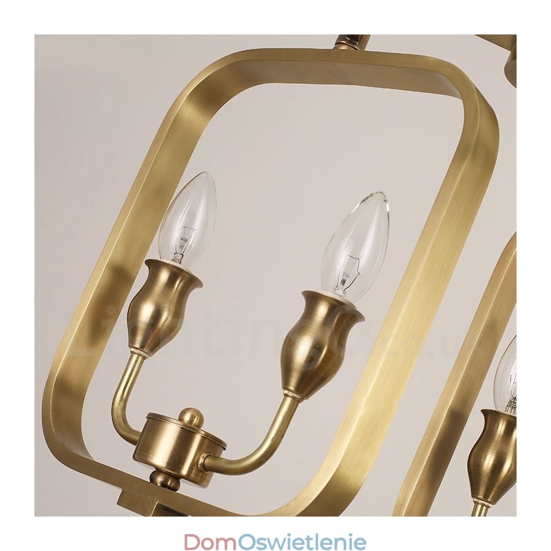 6-punktowa lampa wisząca retro rustykalna luksusowa mosiężna