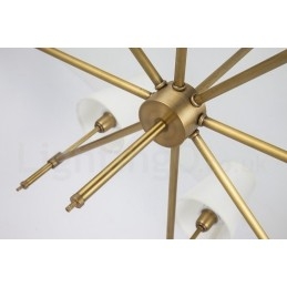 6-punktowa lampa wisząca retro rustykalna luksusowa mosiężna z abażurem z tkaniny