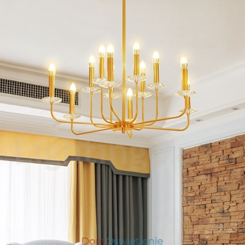 12-punktowa lampa wisząca retro rustykalna luksusowa mosiężna