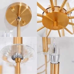 12-punktowa lampa wisząca retro rustykalna luksusowa mosiężna