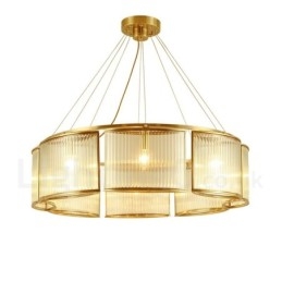 8-punktowa lampa wisząca retro rustykalna luksusowa mosiężna z kloszem szklanym