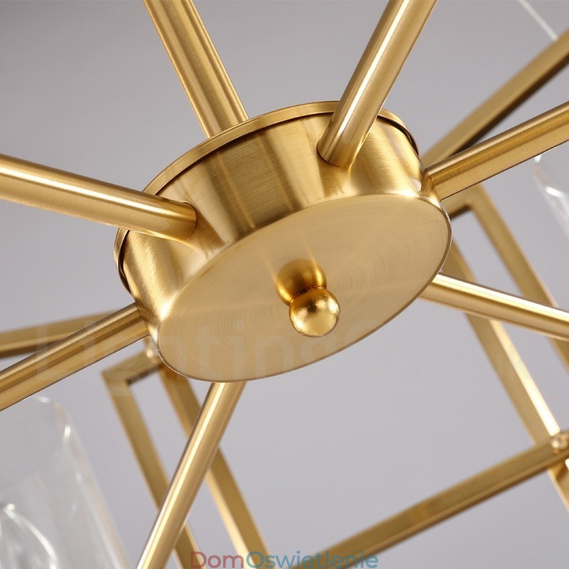 6-punktowy żyrandol wiszący w stylu retro rustykalnym z luksusowym mosiądzem i szklanym kloszem