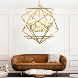 6-punktowa lampa wisząca retro rustykalna luksusowa mosiężna