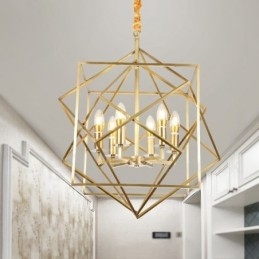 6-punktowa lampa wisząca retro rustykalna luksusowa mosiężna