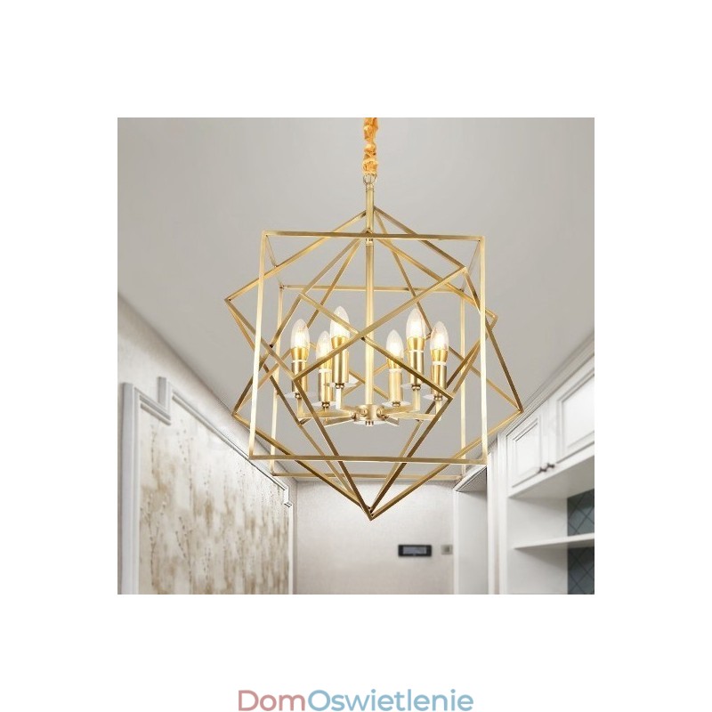 6-punktowa lampa wisząca retro rustykalna luksusowa mosiężna