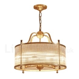 5-punktowa lampa wisząca retro rustykalna luksusowa mosiężna z kloszem szklanym
