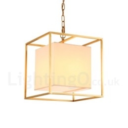 1-światłowa lampa wisząca retro rustykalna luksusowa mosiężna z abażurem z tkaniny