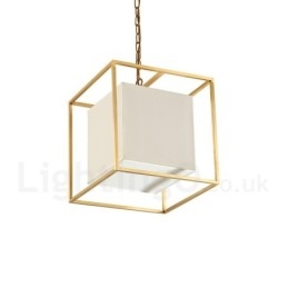 1-światłowa lampa wisząca retro rustykalna luksusowa mosiężna z abażurem z tkaniny