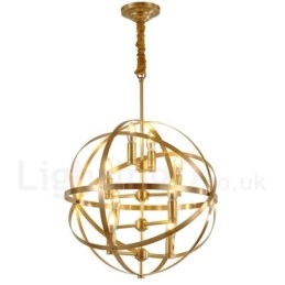 8-punktowa lampa wisząca retro rustykalna luksusowa mosiężna