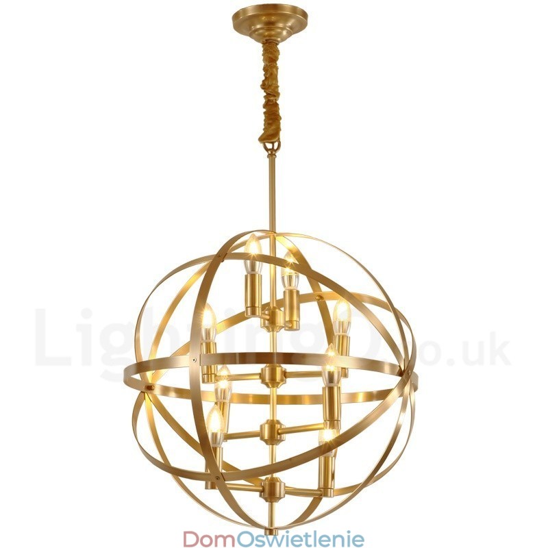 8-punktowa lampa wisząca retro rustykalna luksusowa mosiężna