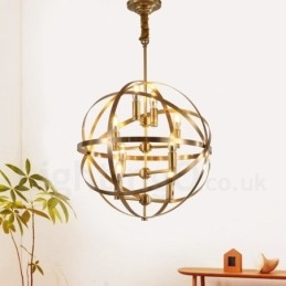 8-punktowa lampa wisząca retro rustykalna luksusowa mosiężna
