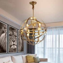 8-punktowa lampa wisząca retro rustykalna luksusowa mosiężna