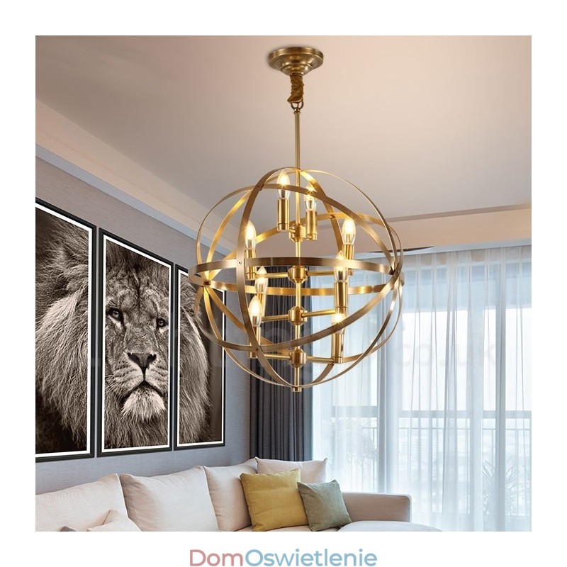 8-punktowa lampa wisząca retro rustykalna luksusowa mosiężna