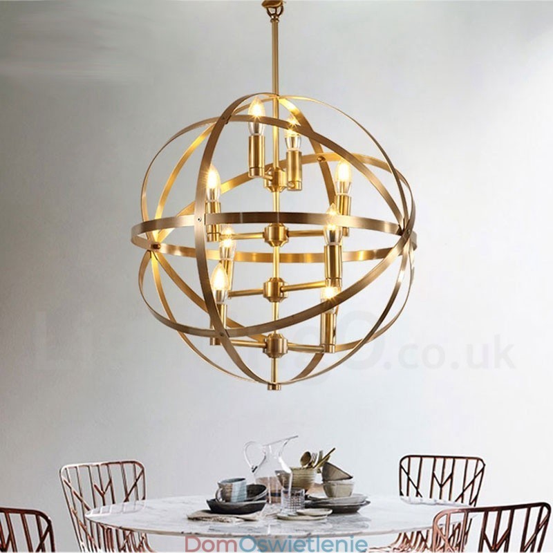 8-punktowa lampa wisząca retro rustykalna luksusowa mosiężna