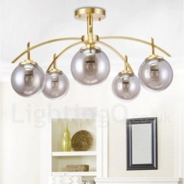 8-punktowa lampa wisząca retro rustykalna luksusowa mosiężna z kloszem szklanym