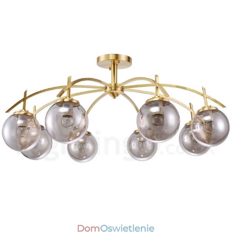 8-punktowa lampa wisząca retro rustykalna luksusowa mosiężna z kloszem szklanym